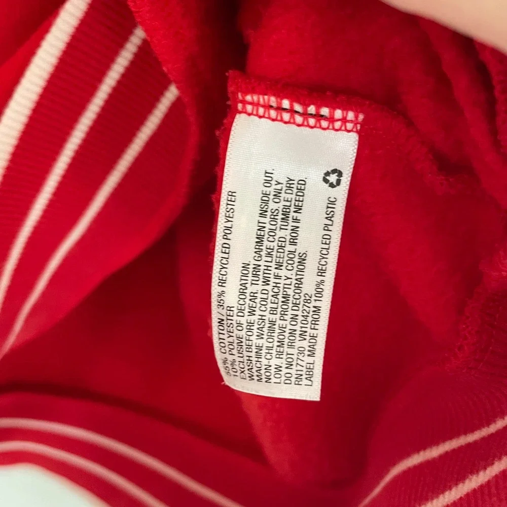 Cat & Jack‎ Red Heart Eye Smiley Face Sweatshirt XL 14 Varsity Stripe Pullover